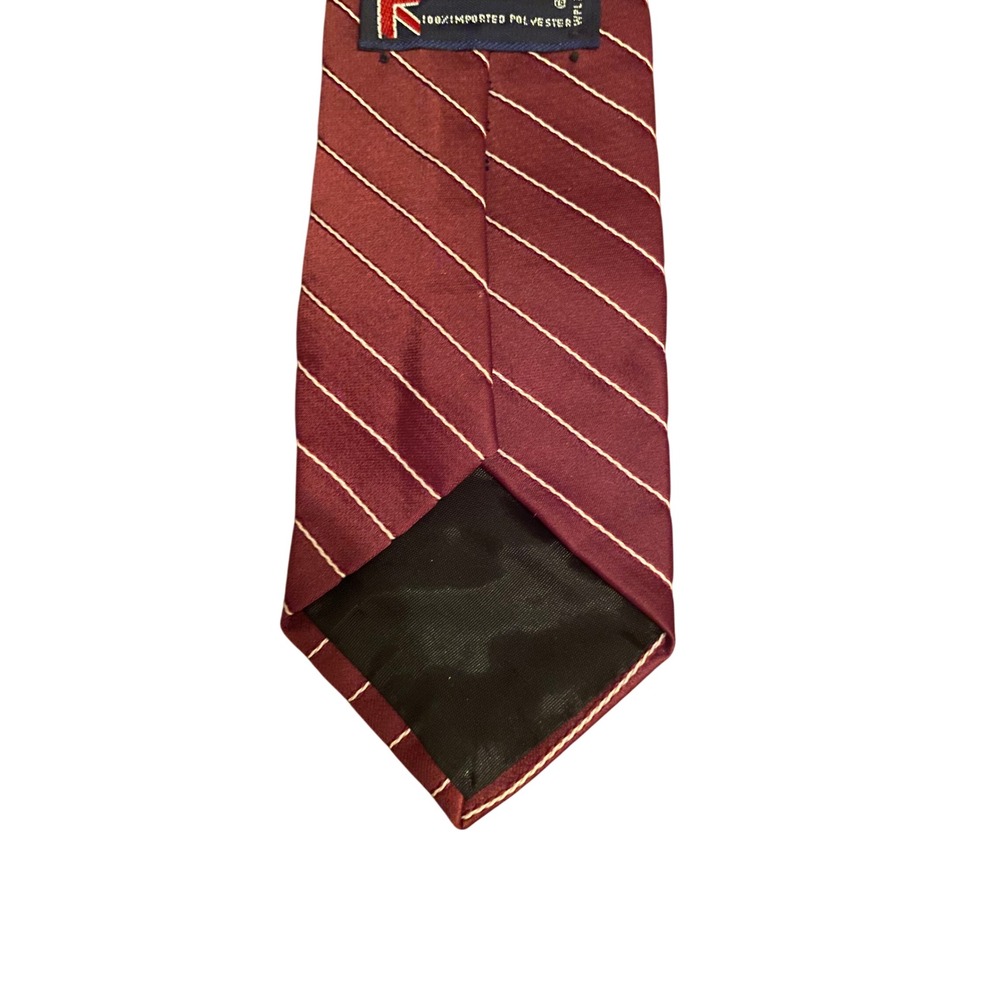Mens Burgundy Pinstripe Necktie Red White Diagonal Striped Polyester Formal Tie‎